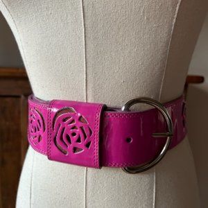 Y2K Betsey Johnson Hot Pink Patented Leather Belt